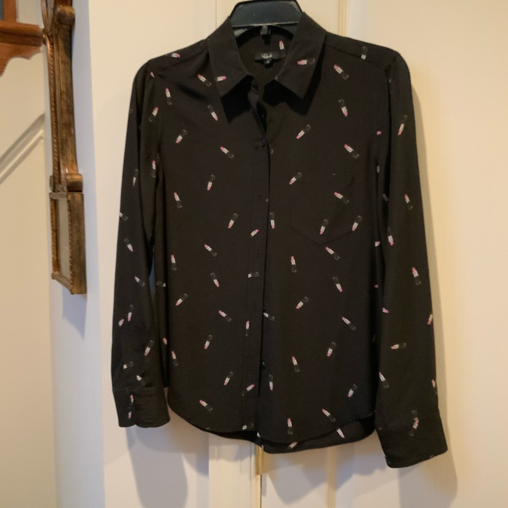 Rails Brand Black Silk Lipstick Button Up Blouse - image 4